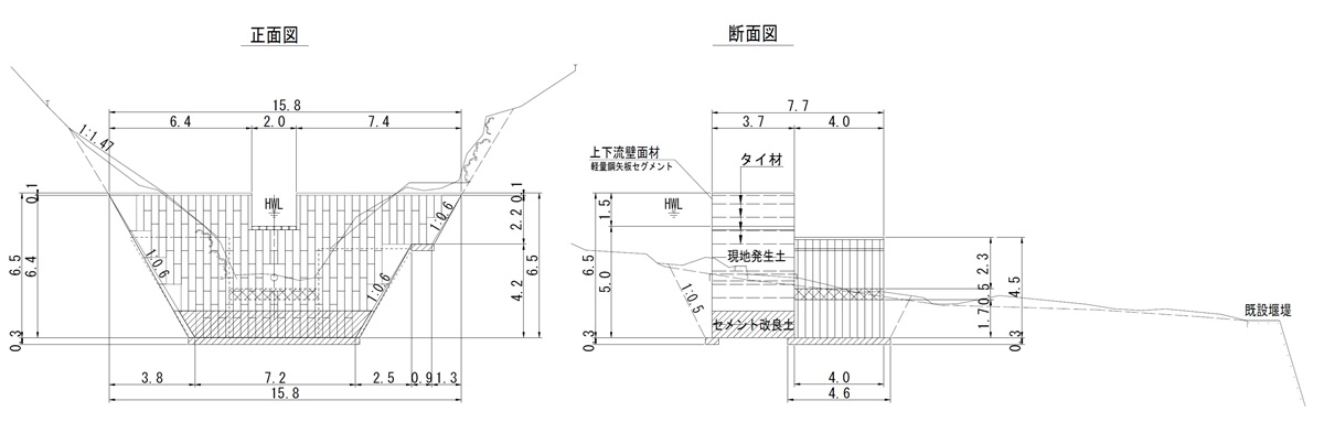 山口県上長谷地区DW一般図と断面図